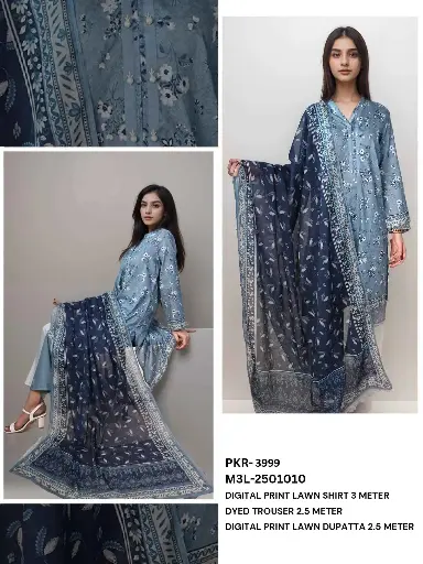 Sophisticated Blue Digital Printed Lawn Suit 